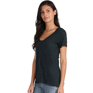 T-shirts courts vierges personnalisés pour filles T-shirts courts en coton uni sérigraphié en gros - Product Image 2