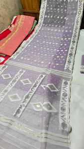 Calidad de exportación Deshi Dhakai Jamdani Sharee Calidad de exportación para mujeres TELA JAMDANI Azul ROJO VERDE Dorado de Bangladesh - Product Image 4