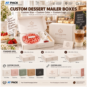 AT PACK - Juego <span class=keywords><strong>de</strong></span> Cajas <span class=keywords><strong>de</strong></span> Regalo Personalizadas para Postres con Compartimentos para Tazas, Cucharas y Salsas, para Pasteles, <span class=keywords><strong>Frutas</strong></span> y Comida para Llevar - Product Image 3