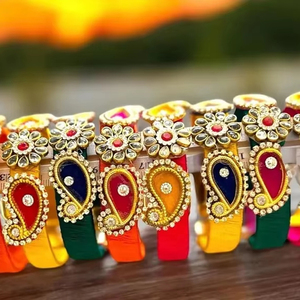 Bracelets en fil de soie Kundan Bracelet traditionnel indien faveur de mariage Haldi Mehendi Tambulam Bracelets pour cadeaux bijoux à la main - Product Image 1