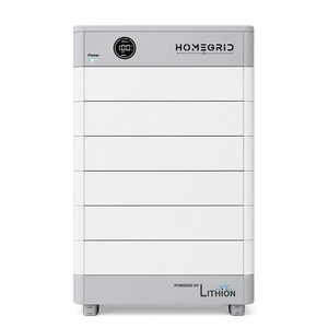 ระบบแบตเตอรี่ลิเธียม HomeGrid Stack'd 28.8 กิโลวัตต์ชั่วโมง 48 โวลต์ - ชุด 6 ชิ้น 100 แอมป์ชั่วโมง สำหรับทุกสภาพอากาศ พร้อมระบบ BMS และฐานรอง - Product Image 1