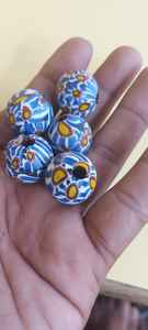 Cuentas de vidrio millefiori de color gris, cuentas de flores en tamaños surtidos para diseñadores de joyas africanas - Product Image 6