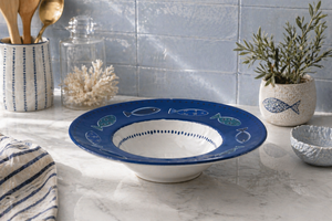 ชุดชามพาสต้าเซรามิก 6 ใบ ลายพิมพ์ดิจิทัล สไตล์เมดิเตอร์เรเนียน หลากสีสัน ธีมทะเล ยี่ห้อเอ็กเซลซา - Product Image 6