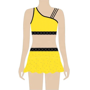 Uniformes de ropa deportiva de porristas para niños personalizados de alta calidad, conjunto caliente con técnicas de cuentas impresas con diamantes de imitación para trajes de práctica - Product Image 2