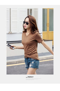 Camiseta de Cuello Redondo Personalizada de Primera Calidad, Camiseta Básica Informal Lisa de Manga Corta para Mujer, Venta al por Mayor desde Bangladés - Product Image 5