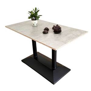 Minimalist <b>Extendable</b> Rectangular <b>Dining</b> <b>Table</b> 120x70cm Plywood with Double Iron Legs (BA68146) - Product Image 1