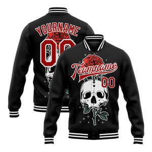 Chaqueta de lana con diseño de calavera para hombre al por mayor, chaqueta universitaria de alta calidad Bomber College Chicago - Product Image 4