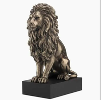 Statue de lion en laiton doré, décoration nautique en métal pour la maison, sculpture moderne, artisanat Tayyab, émail dur sculpté plaqué argent