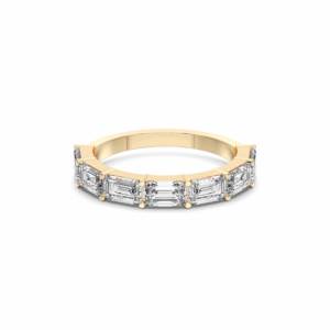 1.80 Carat E-F/VVS-VS Moissanite Emerald Cut Diamond Half Eternity Prong <b>Set</b> Wedding <b>Ring</b> Made in Silver For <b>Women</b> - Product Image 6