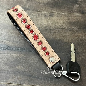 Women's Hand Tooled Cow Leather Keychain Wristlet Strap Custom Designer Pattern Key Fob Accessory Key Holder Luxury Lanyard Gift - Product Image 1