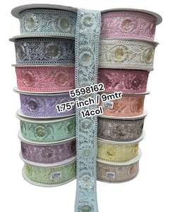 Bordado floral hecho a medida en seis formas de color con perlas fijadas para diversos fines en 1,75 pulgadas de ancho para reventa. - Product Image 3