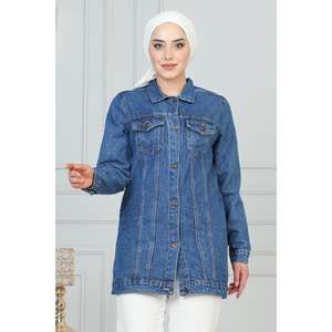 Chaqueta Vaquera de Doble Capa Mega Merchant Light Blue MSW6105-1, 100% Poliéster, para Uso Diario, Largo Extendido - Product Image 3