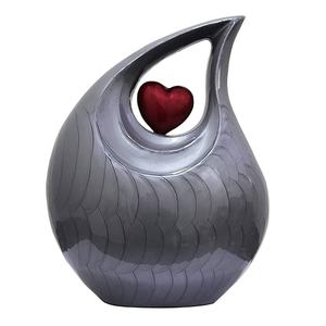 Urna de Aluminio en Forma de Corazón, Artesanía de Gran Calidad al Mejor Precio al por Mayor, Urna de Cremación para Adultos en Forma de Lágrima Gris Sólido con Corazón de Níquel - Product Image 1