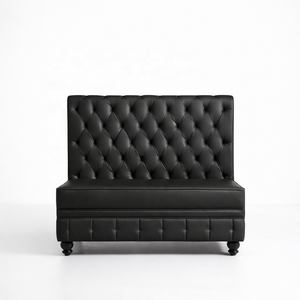 Banquette de <span class=keywords><strong>restaurant</strong></span> de luxe en cuir PU noir capitonné, canapé-banquette rembourré pour bar, hôtel, salle à manger, salon - Product Image 2