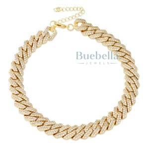 Hip Hop 15mm sólido 925 plata esterlina 18K chapado en oro VVS Iced Out Moissanite Cuban Link Chokar cadena para hombres - Product Image 1