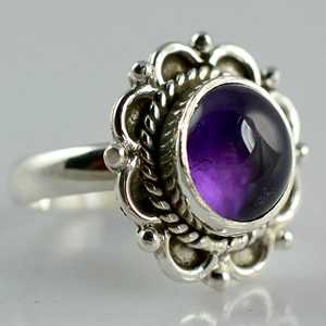 Navya Craft Handmade Women's Amethyst 925 Sterling Silver <b>Statement</b> <b>Ring</b> February Gemstone <b>Ring</b> with Inlay Setting Gift <b>Ring</b> - Product Image 3