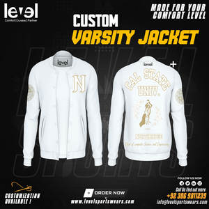 Chaqueta Varsity Unisex de Alta Calidad, 320gsm, Cuello Alto, Cierre de Cremallera, Resistente al Viento, Corte Ajustado, Estilo Urbano, Letterman - Product Image 4