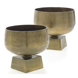 Juego de 2 jarrones de urnas antiguas doradas y plateadas en Base cuadrada para Decoración de mesa de boda, jarrón de urna de mesa para exteriores de diseño único - Product Image 3