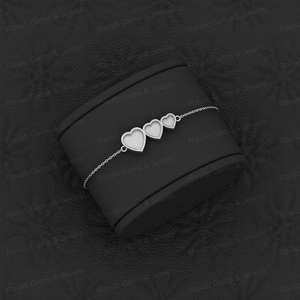 Mejor calidad sólido 925 Plata familia corazón Semi montaje cadena pulsera ajuste resina piedras preciosas cenizas joyería hallazgos - Product Image 5