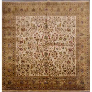 Tapis luxueux et authentiques indiens, noués à la main, au design médaillon, fabriqués par des artisans, pour la décoration des sols de la maison et du bureau. - Product Image 1