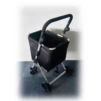 Chariot de courses grande capacité 4 roues Chariot de courses en aluminium Poignée réglable Chariot pliable portable
