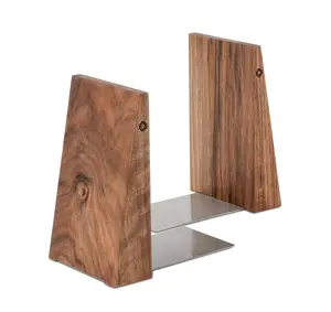 Handmade Wooden Book Ends - Decorative Bookends for Shelves Sturdy Book Holders for Heavy Books - Walnut Tree