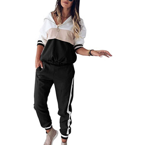 Ensemble de survêtement décontracté en gros pour femmes, ensemble de survêtement deux pièces, tenue personnalisée avec logo, vêtements de sport de fitness, survêtement de jogging surdimensionné - Product Image 1