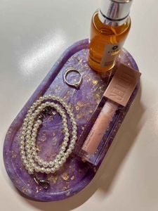 Plateau décoratif en résine de plusieurs couleurs, organisateur de cosmétiques, décoration d'intérieur, plateau ovale en résine, plateau de coiffeuse, haute qualité - Product Image 2