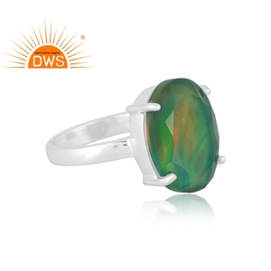 Trending Design Sterling Silver Natural Aurora Opal <b>Green</b> Gemstone Ring Custom Jewelry For Women Gift For Her - Product Image 4