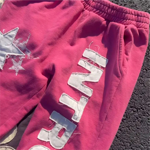 Joggers personalizados apliques gráficos parches bordados rectos de pierna ancha pantalones de chándal holgados lavado ácido para hombre Jogger pantalones acampanados - Product Image 2