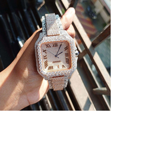 Premium <b>Mens</b> Stainless Steel Moissanite Diamond Watch Hip Hop Fashion Mechanical Glass Dial - Product Image 1