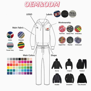 Haute qualité coton surdimensionné en détresse broderie longue Flare pantalon ensemble unisexe hommes survêtements lavage à l'acide 2 pièces fermeture éclair survêtement - Product Image 6