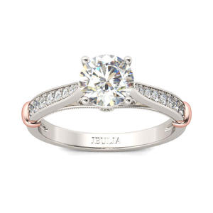Jeulia Rhodium-Plated Sterling Silver <b>Oval</b> Cut <b>Moissanite</b> <b>Engagement</b> <b>Ring</b> - Product Image 1
