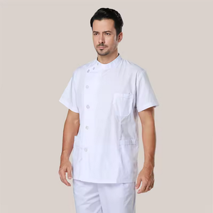 ชุดเครื่องแบบโรงพยาบาลแขนสั้นชายและหญิงมีปกเครื่องแบบปิดกระดุมสำหรับทำงาน - Product Image 4