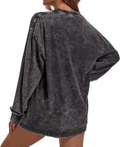 Sweat-shirt décontracté à col rond à manches longues Street Wear pour femmes, lavage à l'acide, prix de gros bon marché, sweat-shirt surdimensionné pour femmes - Product Image 6