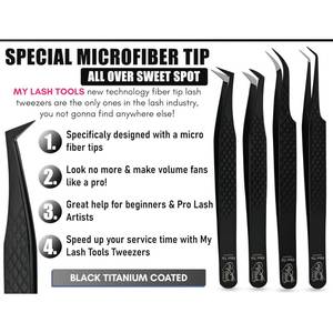 Pinzas Profesionales Personalizadas con Logotipo para Extensión de Pestañas con Punta de Fibra, 45° y 90°, para Abanicos de Volumen, Antideslizantes, Herramienta de Aislamiento de Pestañas - Product Image 3