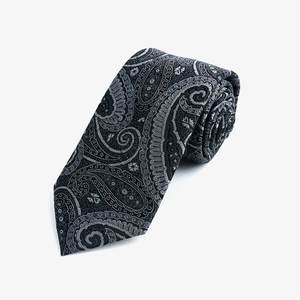 Классический черно-серый галстук для мужчин из шелка с полосками, узором кешью, однотонный, 8 см, из шелка тутового шелкопряда, жаккардовый, с возможностью индивидуального заказа - Product Image 3