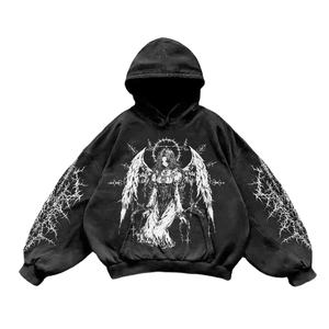 OEM Heavyweight Cotton Solid Knitted Hoodie Rhinestones Streetwear Unisex Winter Pullover Fashion for Modern Street Style - Product Image 4