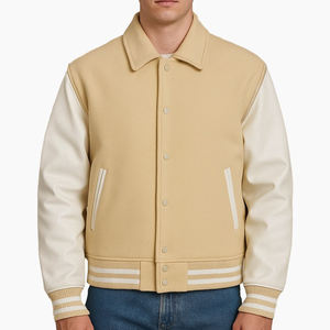 Vestes en cuir et laine vintage personnalisées, brodées, décontractées, style varsity pour hommes - Product Image 3