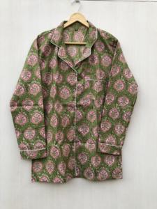 Conjunto de pijama de algodón floral hecho a mano, estampado a mano, estilo indio, vestido de algodón, regalo para ella. - Product Image 2