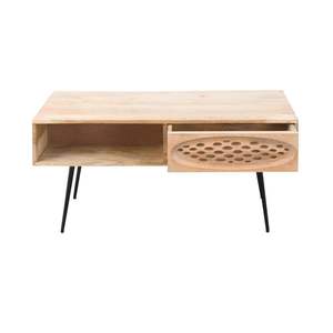 Table basse moderne en bois de manguier sculpté CNC et en fer, écologique, durable, meubles de bureau à domicile - Product Image 3