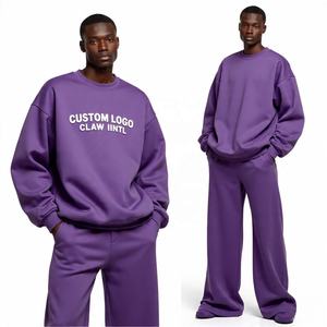 High Quality Sweatsuit Manufacturers Oversized <b>Black</b> Embroidered <b>Zip</b> up <b>Hoodie</b> and Jogger Two Piece Set Rhinestone Tracksuits - Product Image 5