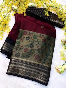 Dola Silk Saree dola พิมพ์ลาย dola Silk Saree กับเสื้อ unstitched ขอบพิมพ์ดิจิตอลสำหรับอินเดียและ - Product Image 4