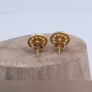 Boucles d'oreilles à la mode de style ethnique étoile dans le cercle rhodolite et zircon blanc avec placage en or jaune pour les mariages - Product Image 4