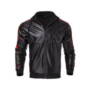 Venta caliente personalizado hombres chándal de cuero para la venta en línea Casual moda desgaste chándal de cuero para los hombres - Product Image 2