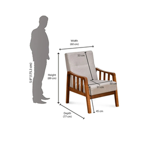 Silla con brazo trasero de tela Beige Leroy de un asiento de fabricante indio, muebles tapizados con estilo para sofá de sala de estar - Product Image 5