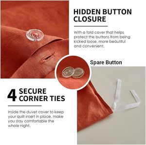 Funda nórdica de algodón 100%, 3 uds., estilo básico, Lino lavado francés Natural 200TC, ropa de cama suave y transpirable, hogar, boda, Hotel, Hospital - Product Image 5