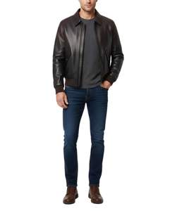 Nouvelle veste en cuir véritable pour homme de qualité supérieure avec col chemise, marron, fermeture éclair sur le devant et poches latérales - Product Image 4