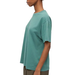 Camisetas de algodón 100% informales para mujer, ropa de calle ligera transpirable para verano, diseño liso cómodo y pesado - Product Image 4