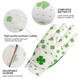 Amy Sport Guante de golf para mujer con marcador de bola Lluvia Izquierda Derecha Paquete estampado de cuero, Guantes de golf para mujer piel de oveja - Product Image 2